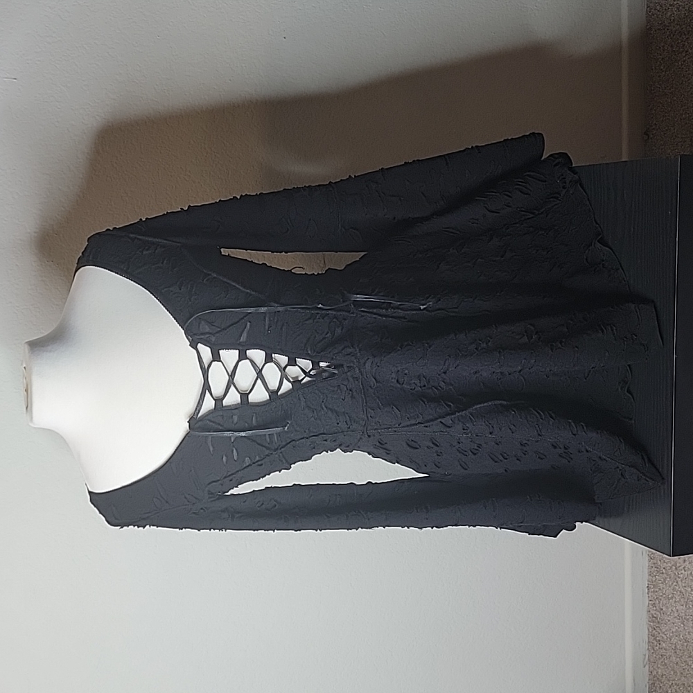 Gothic Black Baby Doll Dress with Bell Sleeve